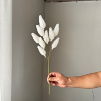 KEWEI 1868 Premium Silk 9 Tangkai Rumput Ekor Kelinci Pendek Rumput Pampas Bunga Buatan Dekorasi Ambang Jendela Rumah
