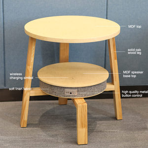 Pieds en bois massif, chargement sans fil, Table basse ronde, meubles modernes intelligents, <span class=keywords><strong>Hifi</strong></span>, Table d'appoint, haut-parleurs, musique, Table basse - Product Image 2