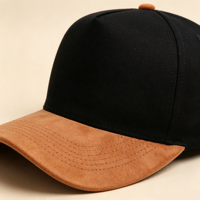 Casquette de baseball unisexe ajustable en coton à 5 panneaux, avec calotte rigide, blocs de couleur et visière en daim, bouton supérieur, personnalisable, pour hommes et femmes, vente en gros