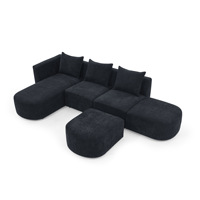144 Zoll Übergroßes L-förmiges Cord-Schlafsofa, Modernes Ecksofa mit Chaiselongue, Umweltfreundlich, mit Stauraum, für Apartment, Schule, Wohnzimmer, Keine Montage Erforderlich