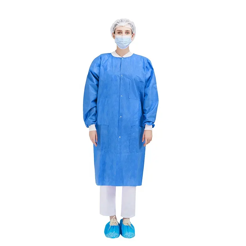 Blouse de laboratoire non tissée PP SMS Doctor Labcoats Nursing Scrubs Uniforme d'infirmière Blouse de laboratoire personnalisée