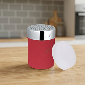 Salière et poivrière en acier inoxydable de couleur texture rouge - Product Image 3