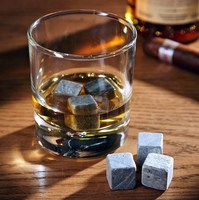 Piedras de whisky de esteatita de lujo de alta calidad, logotipo grabado con láser, cubitos de hielo, accesorios para bebidas para whisky irlandés