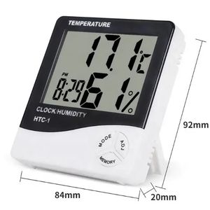 MHK48 Indoor Room LCD Electronic Temperature Humidity Meter Digital Thermometer Hygrometer Weather Station Alarm <strong>Clock</strong> HTC-1 - Product Image 1