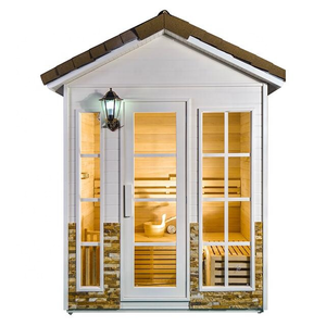 Nuevo Diseño de Sauna Eléctrica Exterior para 4 Personas con Estufa Harvia de 6KW, Construcción de Madera Maciza y Ventanas de Travesaño - Product Image 2