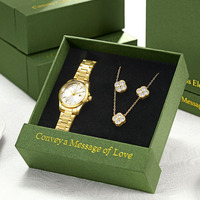 Ensemble de bijoux de luxe pour femme : Montre élégante en alliage avec cristaux, collier et bracelet – Idéal pour le dropshipping