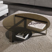Table basse ronde en acier inoxydable de luxe moderne, mobilier de salon moderne, table basse en verre trempé