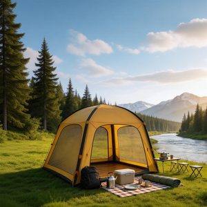 Square Camping <b>Canopy</b> <b>Tent</b> with Zipper n 4-Way Ventilation Waterproof Dome <b>Tent</b> for Outdoor Camping and Family Gatherings - Product Image 3