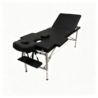 Table de massage pliable à 3 sections avec pieds en acier inoxydable et appui-tête réglable pour tatouage