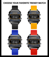 BINBOND D081 Herren Mode-Armbanduhr Digitale Elektronische Business-Sportuhr Wasserdicht Silikonarmband mit 41mm Zifferblatt Wecker