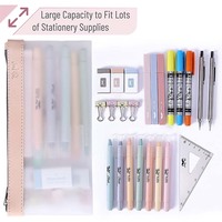 Sac à fermeture éclair personnalisé pour école stylo à crayon en TPU givré souple coréen Ins Sac à crayons en plastique transparent portable Pochette à crayons
