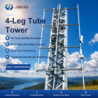 Tour en acier galvanisé à 4 poteaux autoportante pour antenne de communication, destinée aux réseaux de télécommunications et aux lignes de transmission électrique