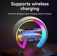 Mini Altavoz Portátil de Moda con Cargador Inalámbrico, Lámpara LED RGB y Reloj Despertador para Teléfono Móvil para Interiores y Exteriores