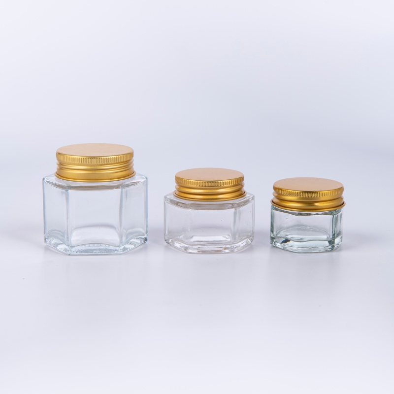 15g 30g 50g Hexagonal Crystal Glass Base Aluminum Medicine Storage Jars Herbal Ointment Mosquito Repellent Silk Screen Printed