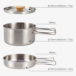 <span class=keywords><strong>Set</strong></span> di Pentole Portatile Pieghevole per Campeggio, Capacità 3-4L, Padella e Pentola in Acciaio Inox 304 con Superficie Antiaderente - Product Image 3