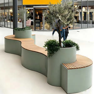 Banco Jardinero de FRP Personalizado con Macetero Integrado, Asiento Público Único para Áreas de Ocio Comunitarias - Product Image 4