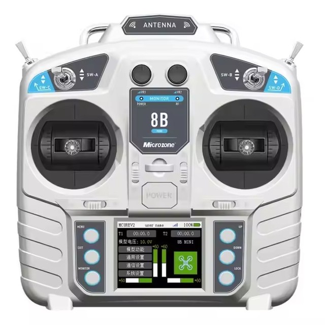Microzone MC8B 8B-MINI 2.4G 8CH Remote Control Transmitter MC8RE V2 Receiver Radio System for RC Car Aircraft Fixed-wing Drone
