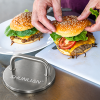 Presse à poisson et viande 5,9 pouces à bord plat et arrondi en acier inoxydable 304, pour salmons, légumes et tofu