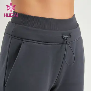 HUCAI custom di alta qualità da donna pantaloni sportivi leggeri in vita a doppio strato pantaloni sportivi da ginnastica in cotone alla caviglia da donna