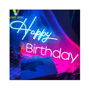 Deux ans de garantie durable étanche néons sur mesure Led acrylique néon joyeux anniversaire led enseigne lumineuse