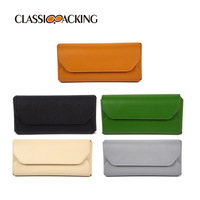Vente en gros d'étui à lunettes de soleil en PU de couleur unie logo personnalisé sac de rangement de protection en cuir souple étui d'emballage pour lunettes