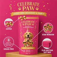 Sacs d'emballage alimentaire personnalisés avec logo pour friandises pour chiens, sacs Mylar à fenêtre étoile refermables avec fermeture éclair, pochettes verticales pour anniversaire de chien