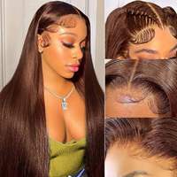 Cabello Humano Brasileño Natural Liso Largo para Peluca, Doble Trama, Virgen, HD Transparente, Frontal sin Pegamento, Venta al por Mayor