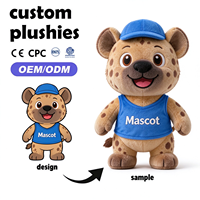 Peluche personnalisée avec logo CE, jouet en peluche animal personnalisé, hyène en peluche pour cadeaux promotionnels, jouet en peluche hyène pour mascotte
