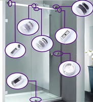 Kit de Puerta de Ducha con Ruedas Resistentes y Herrajes, Sistema de Deslizamiento de Vidrio para Cuarto de Ducha, Precio al por Mayor