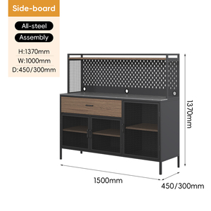 BIZOE BZH04 Moderna Credenza in Acciaio Eco-Friendly Stile Loft con 3 Cassetti e 3 Ripiani, Mobile da Parete per <span class=keywords><strong>Soggiorno</strong></span> - Product Image 4
