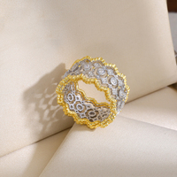 Bague en argent sterling 925 plaqué or 18 carats, motif dentelle ajourée, sertie de zircone cubique, bijoux haut de gamme sur mesure, vente en gros