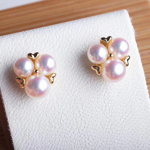 S925 <b>Silver</b> DIY Pearl Accessories 5-6mm Beads Hollow Support Multi-Pearl Earrings 20675 Fashion <b>Stud</b> Jewelry - Product Image 3