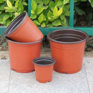 Pot de fleurs en plastique écologique bicolore avec trou de drainage, design unique, pour intérieur/extérieur, motif circulaire, Chine - Product Image 6