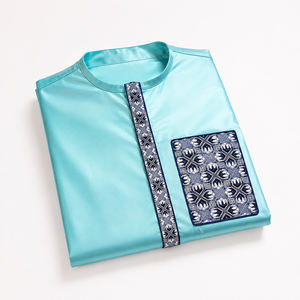 ชุดคุร์ตาปักลายโบโกลันเทอร์ควอยซ์ แขนยาว ดีไซน์กระเป๋าทรงเรขาคณิต - Product Image 3