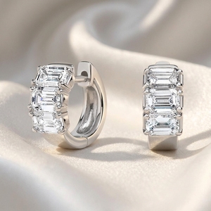 Minimalist 14K <b>Gold</b> Filled Anti Tarnish Jewelry Emerald Cut VVS GRA Moissanite <b>small</b> delicate <b>Hoop</b> earrings for office - Product Image 4