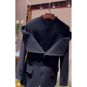 Popolare bella camicetta stile di nicchia stile stile High-end Streetwear moda blu scuro giacche <span class=keywords><strong>autunno</strong></span> <span class=keywords><strong>inverno</strong></span> <span class=keywords><strong>donna</strong></span> Patchwork blazer Top - Product Image 4