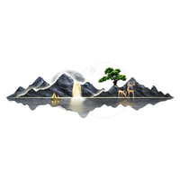 Peinture murale 3D personnalisée en porcelaine de cristal avec éclairage LED, gravure acrylique, paysage, décoration de salon, vente en gros