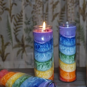Wholesale 8 Inch Rainbow <strong>Glass</strong> <strong>Jar</strong> 7 Days Religious <strong>Candles</strong>/Chakra <strong>Candles</strong> for Meditation - Product Image 3
