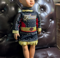 Ensemble de vêtements d'ours en peluche de pom-pom girl métallique imprimé de haute qualité Build-A-Bear personnalisé uniforme de poupée de 18 pouces personnalisé pour enfants