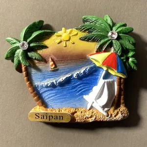 Saipan Island Tourism Commemorative Resin Painted Beach Landscape Magnetic Crafts USA fridge magnets