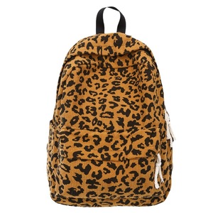 Large Capacity Corduroy Leopard <b>Backpack</b> for Teenagers Women's Korean Style School Travel Bag Waterproof Design - Product Image 4