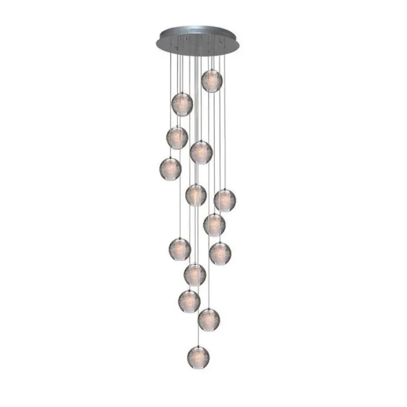 Luz Pingente moderno LEVOU Teto Lâmpada Bola de Cristal Pendurado Luminária Raindrop G4 14-Luz de Iluminação lustre De Cristal Escada