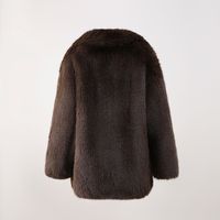 Manteau épais en fausse fourrure de renard écologique pour femme, col rabattu doux, boutonné, décontracté, automne-hiver