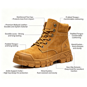 ODM OEM Personnalisé Microfibre + Maille respirante Bottes montantes à lacets à semelle épaisse imperméables et respirantes pour le travail en extérieur - Product Image 6