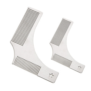 Peigne à barbe en acier inoxydable, outil de toilettage portable à double face pour le coiffage de la barbe et des pattes d'ourson des hommes - Product Image 1