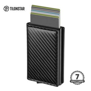 TILONSTAR TVC201 Low Moq Customization Black Leather Multifunctional RFID Protection Aluminum Credit <b>Card</b> <b>Holder</b> <b>Wallet</b> - Product Image 3