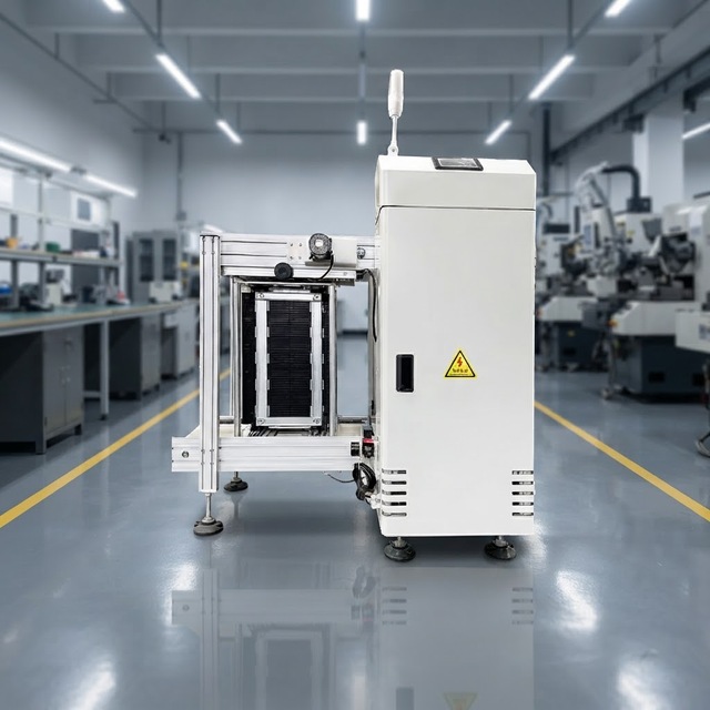 HWGC Automatic SMT Pick Place Machine for PCB Board Magazine Loader/Unloader PLC Gearbox Motor Bearing Engine Components 220V
