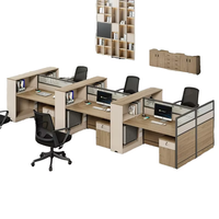 Poste de travail modulaire pliable en panneaux de bois pour 2, 4, 6 ou 8 personnes – Bureau informatique moderne avec cloison et tiroirs de rangement pour bureau