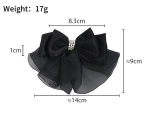 Élégante pince à cheveux en satin et organza avec nœud et perles pour femme - Product Image 3