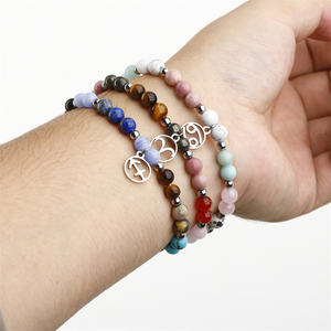 Pulsera de Acero Inoxidable con 12 Signos del Zodiaco, Pulsera Unisex Natural de Lapislázuli, Ágatas, Cuentas de Piedra, Regalo de Aniversario - Product Image 4